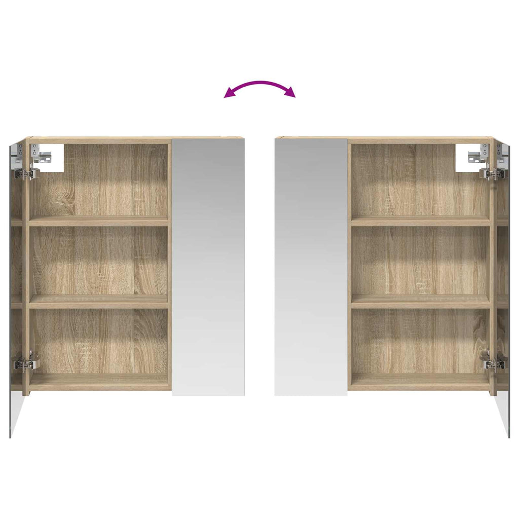 Badezimmerspiegelschrank mit Tür Sonoma-Eiche 60 x 14,5 x 70 cm