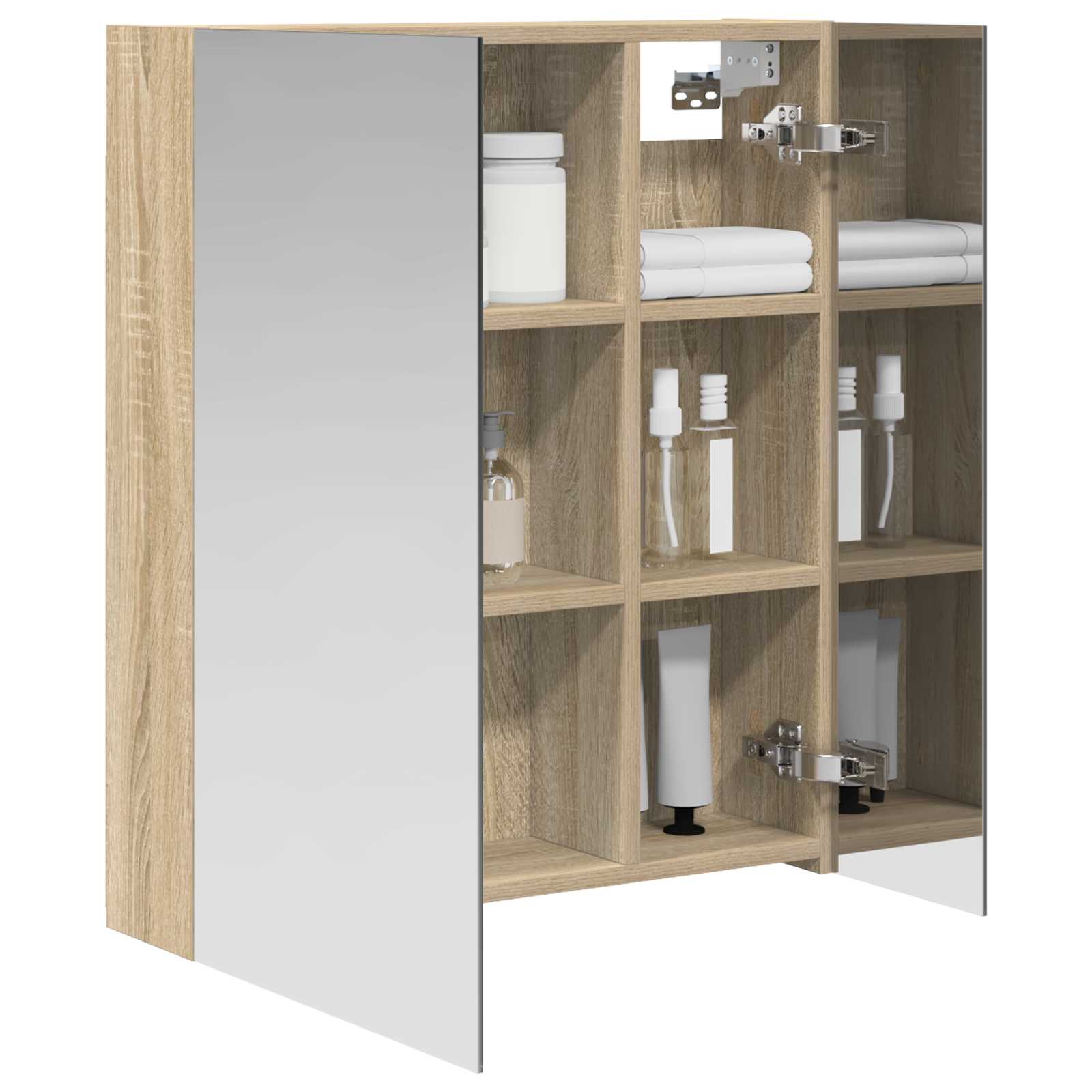 Badezimmerspiegelschrank mit Tür Sonoma-Eiche 60 x 14,5 x 70 cm