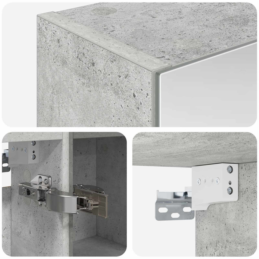 Badezimmerspiegelschrank mit Regal Beton Grau 60 x 14,5 x 70 cm