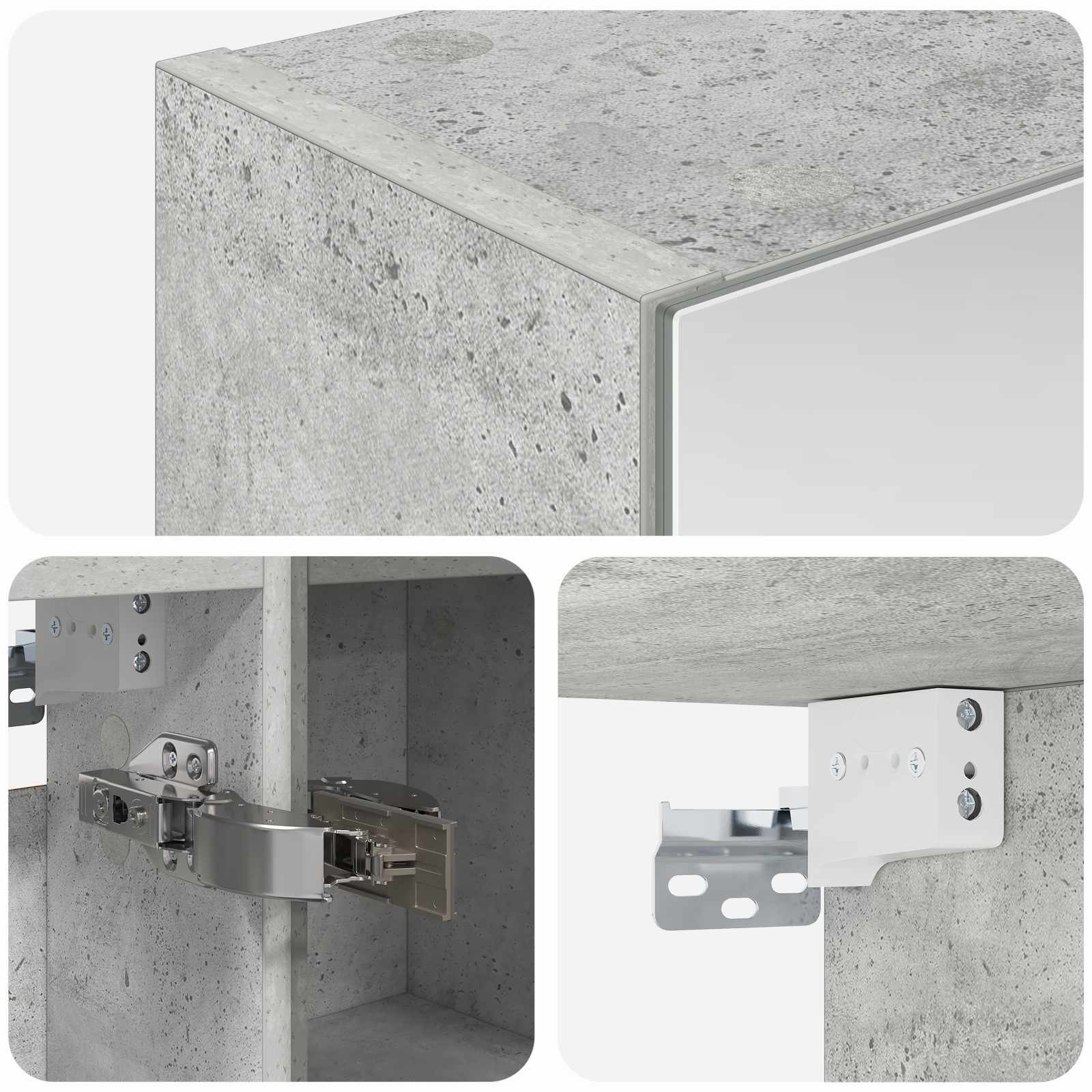 Badezimmerspiegelschrank mit Regal Beton Grau 60 x 14,5 x 70 cm