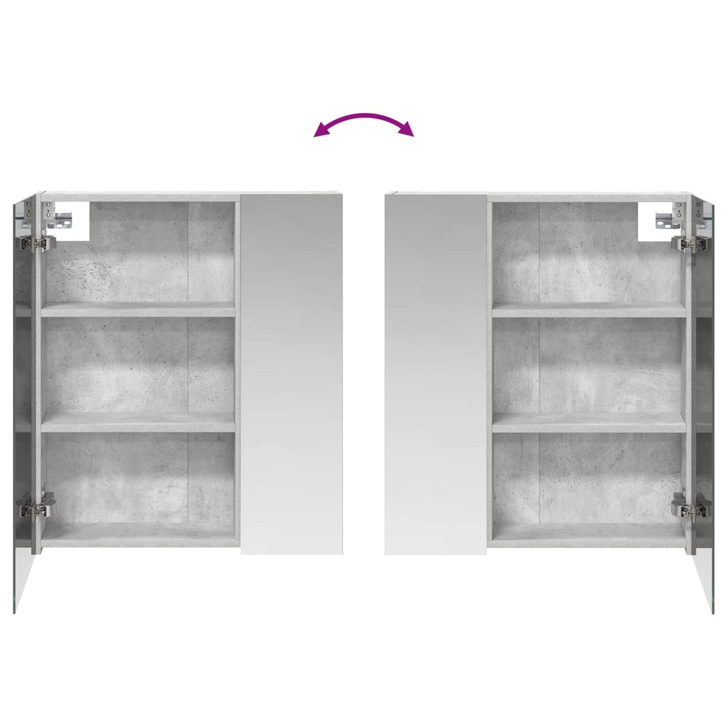 Badezimmerspiegelschrank mit Regal Beton Grau 60 x 14,5 x 70 cm