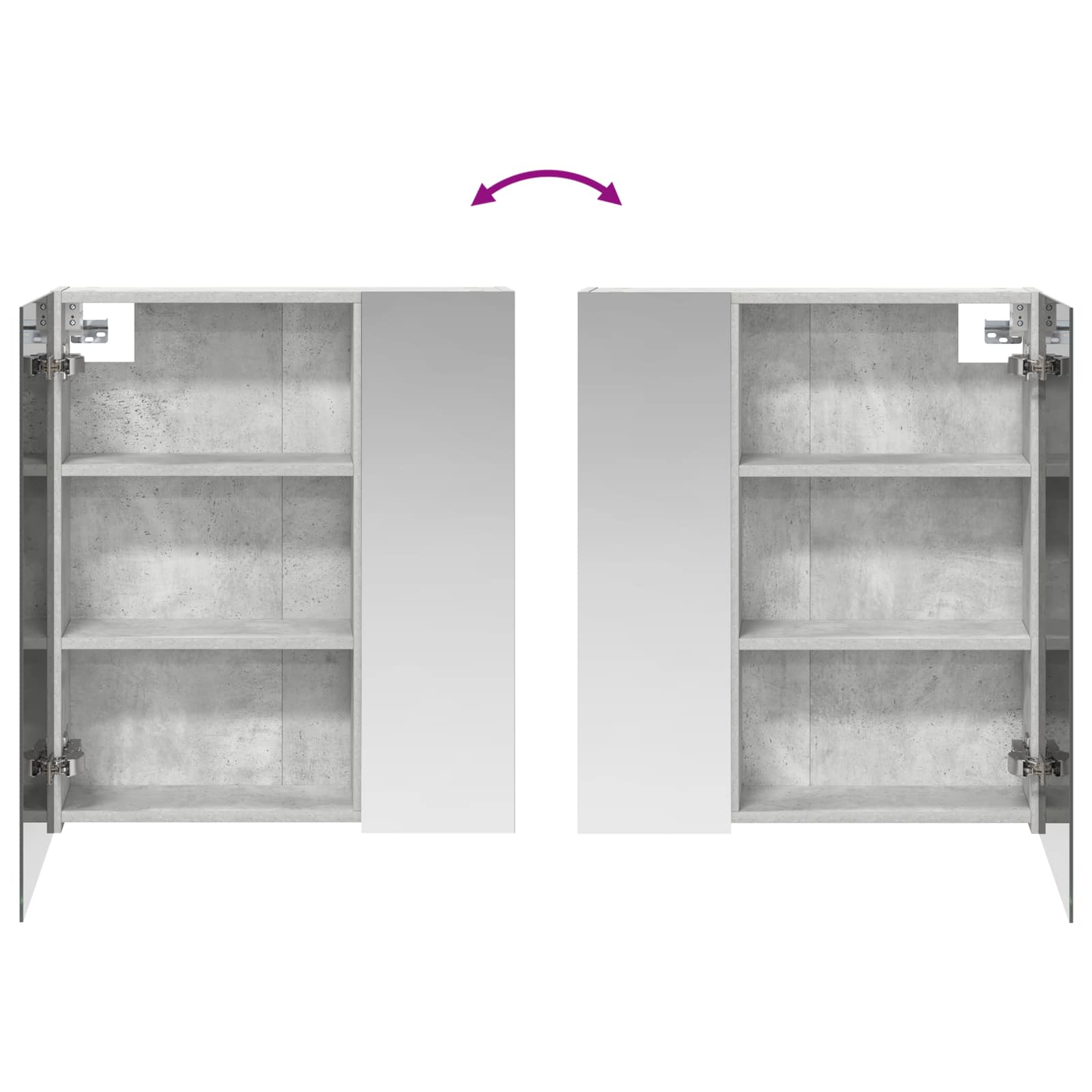 Badezimmerspiegelschrank mit Regal Beton Grau 60 x 14,5 x 70 cm