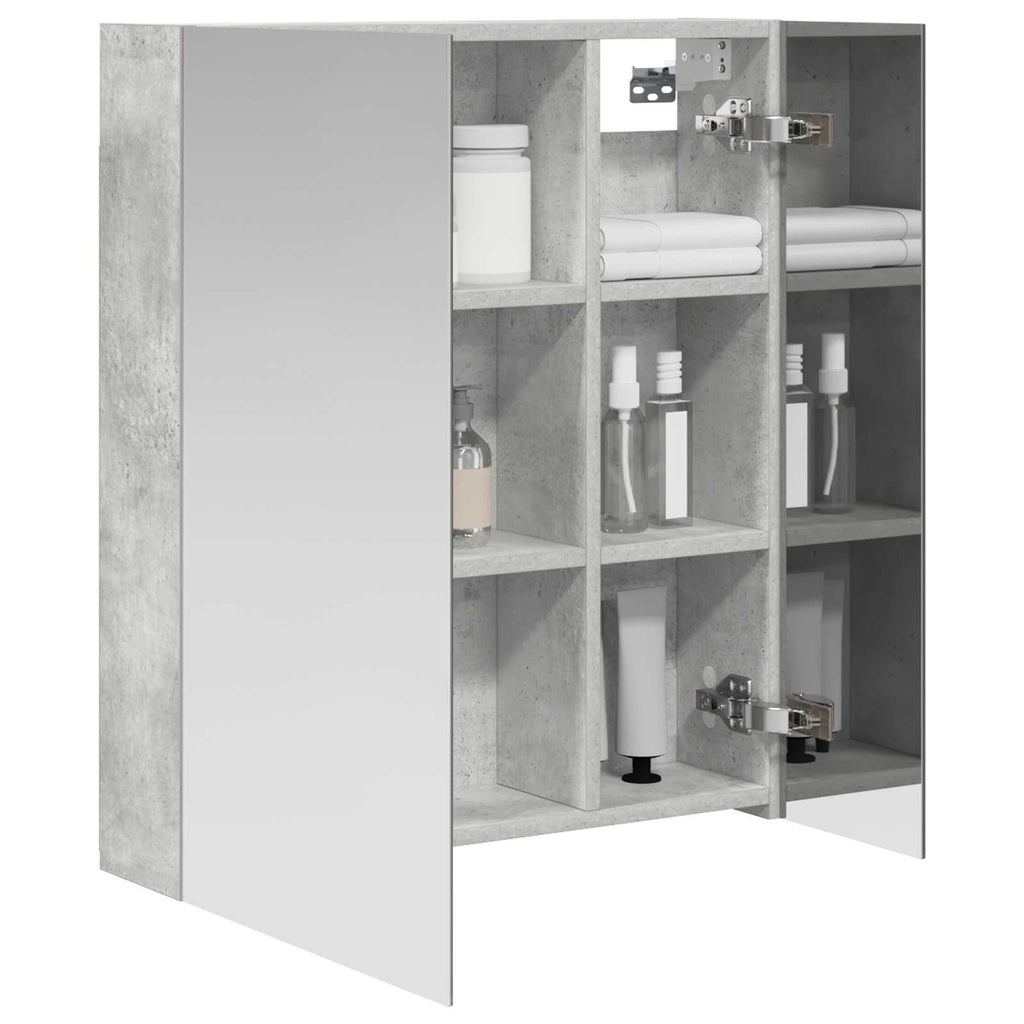 Badezimmerspiegelschrank mit Regal Beton Grau 60 x 14,5 x 70 cm