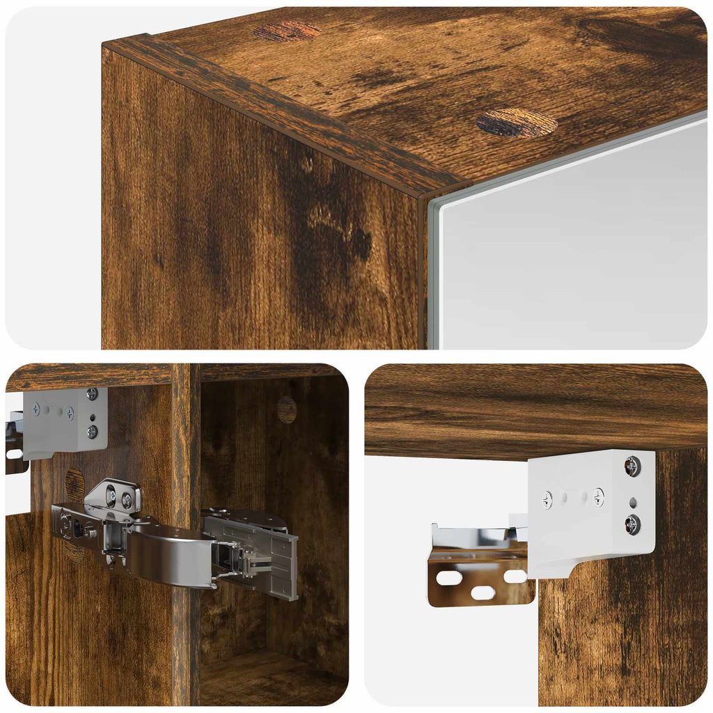 Badezimmerspiegelschrank Geräucherte Eiche 60 x 14,5 x 70 cm