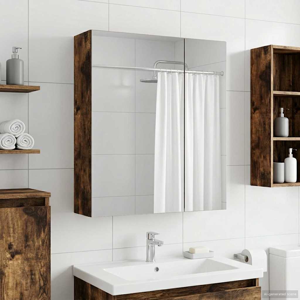 Badezimmerspiegelschrank Geräucherte Eiche 60 x 14,5 x 70 cm