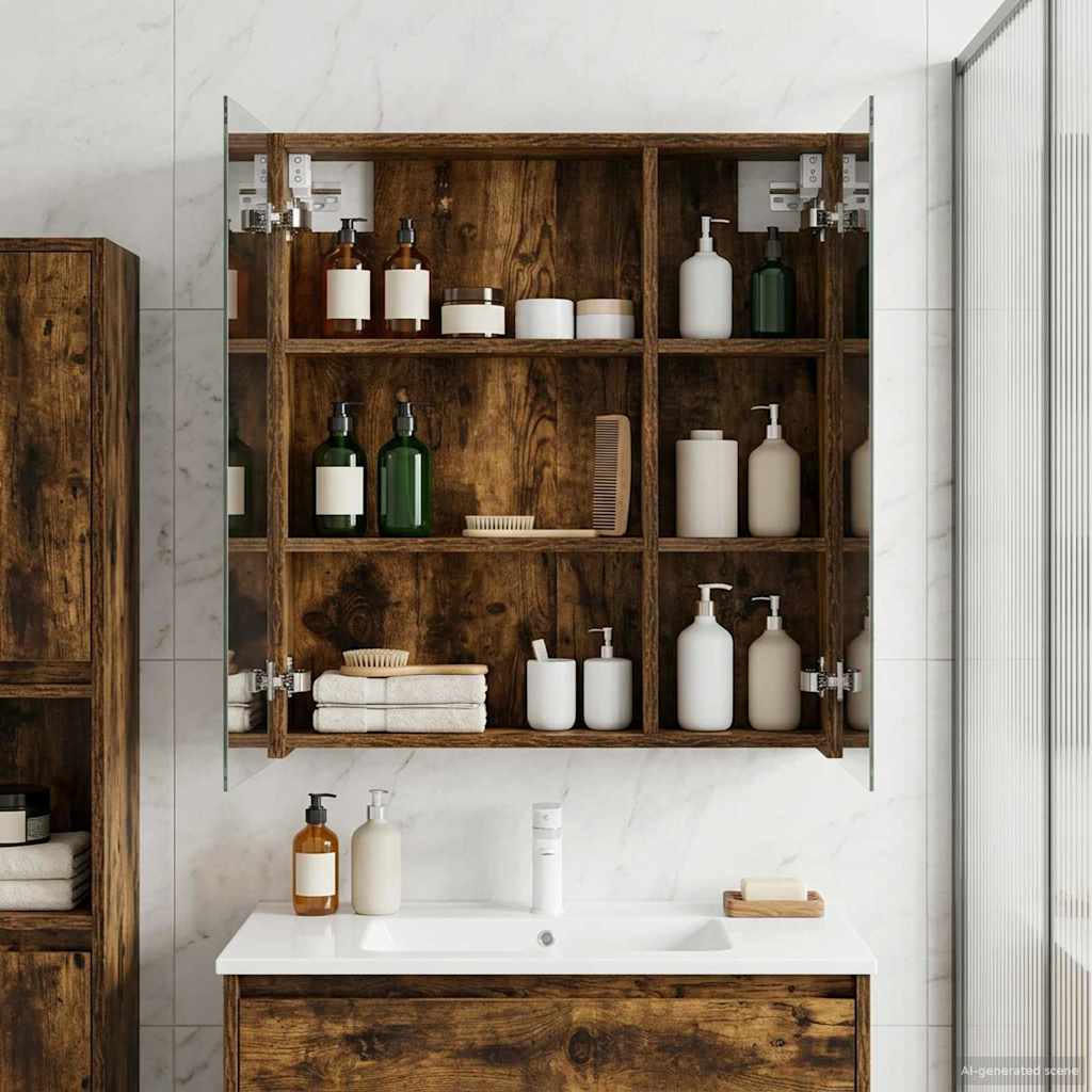 Badezimmerspiegelschrank Geräucherte Eiche 60 x 14,5 x 70 cm