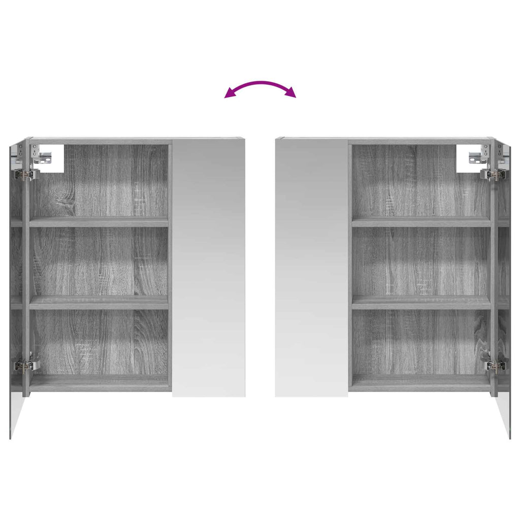 Badezimmerspiegelschrank Graues Sonoma 60 x 14,5 x 70 cm