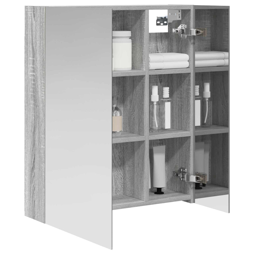 Badezimmerspiegelschrank Graues Sonoma 60 x 14,5 x 70 cm