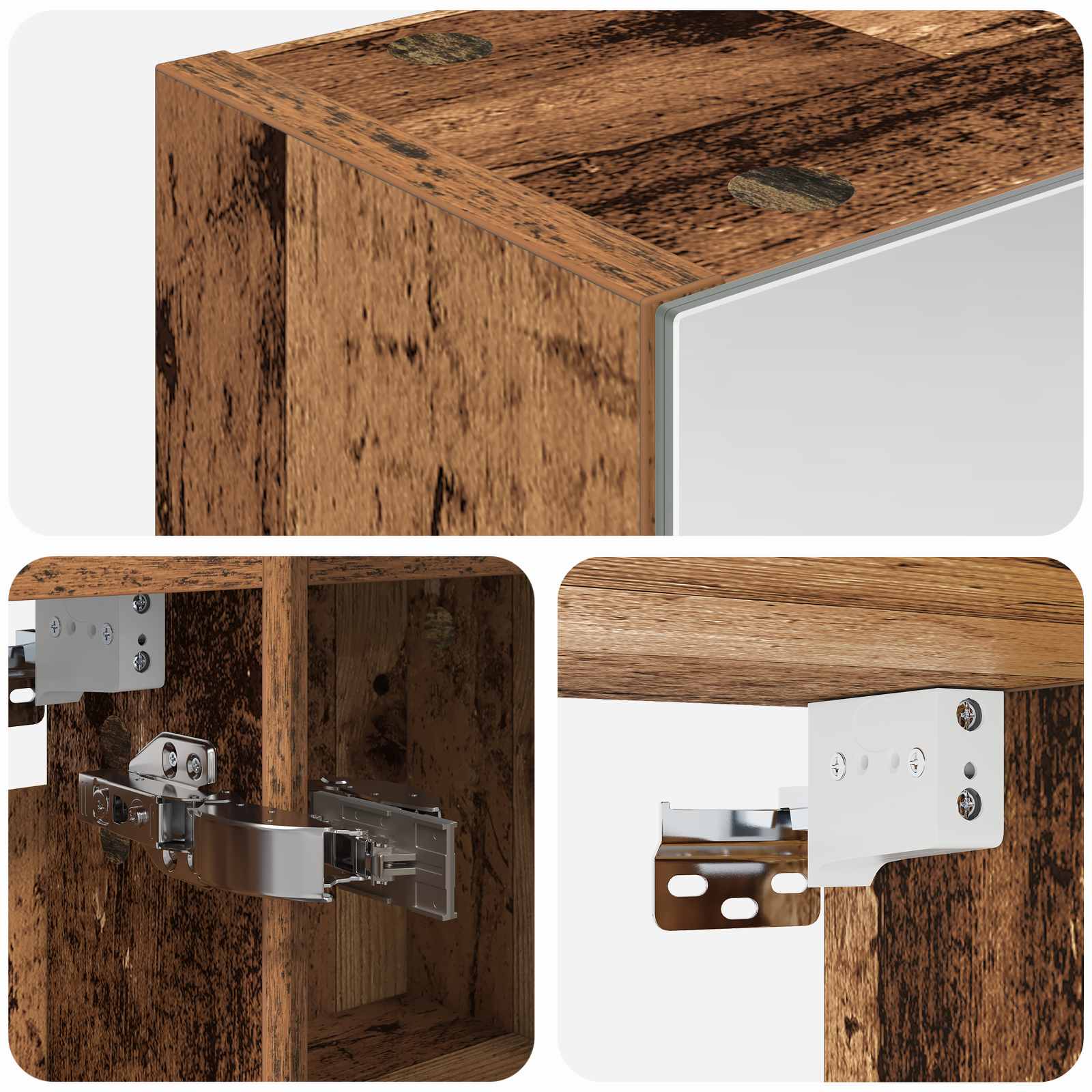 Badezimmerspiegelschrank mit Regal Altholz 60 x 14,5 x 70 cm