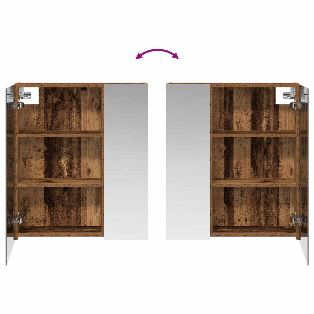 Badezimmerspiegelschrank mit Regal Altholz 60 x 14,5 x 70 cm