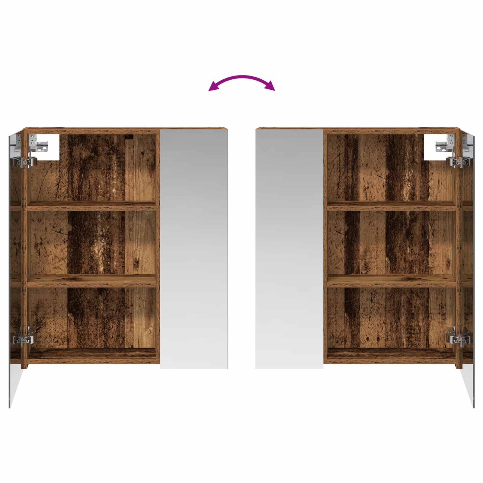 Badezimmerspiegelschrank mit Regal Altholz 60 x 14,5 x 70 cm