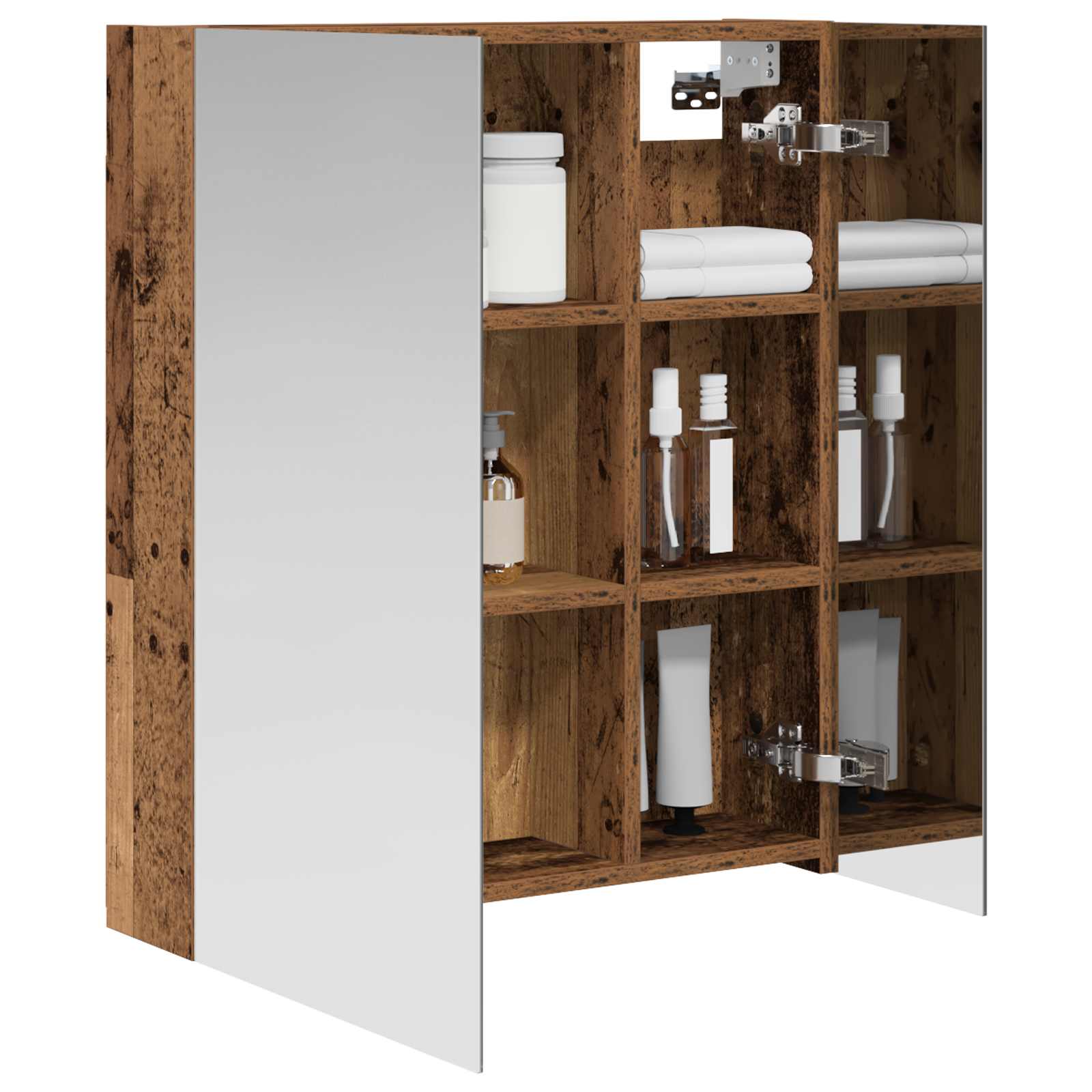 Badezimmerspiegelschrank mit Regal Altholz 60 x 14,5 x 70 cm