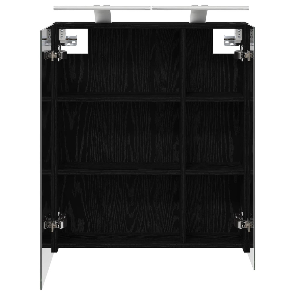 Badezimmerspiegelschrank Schwarz Eichen-Optik 60 x 14,5 x 70 cm