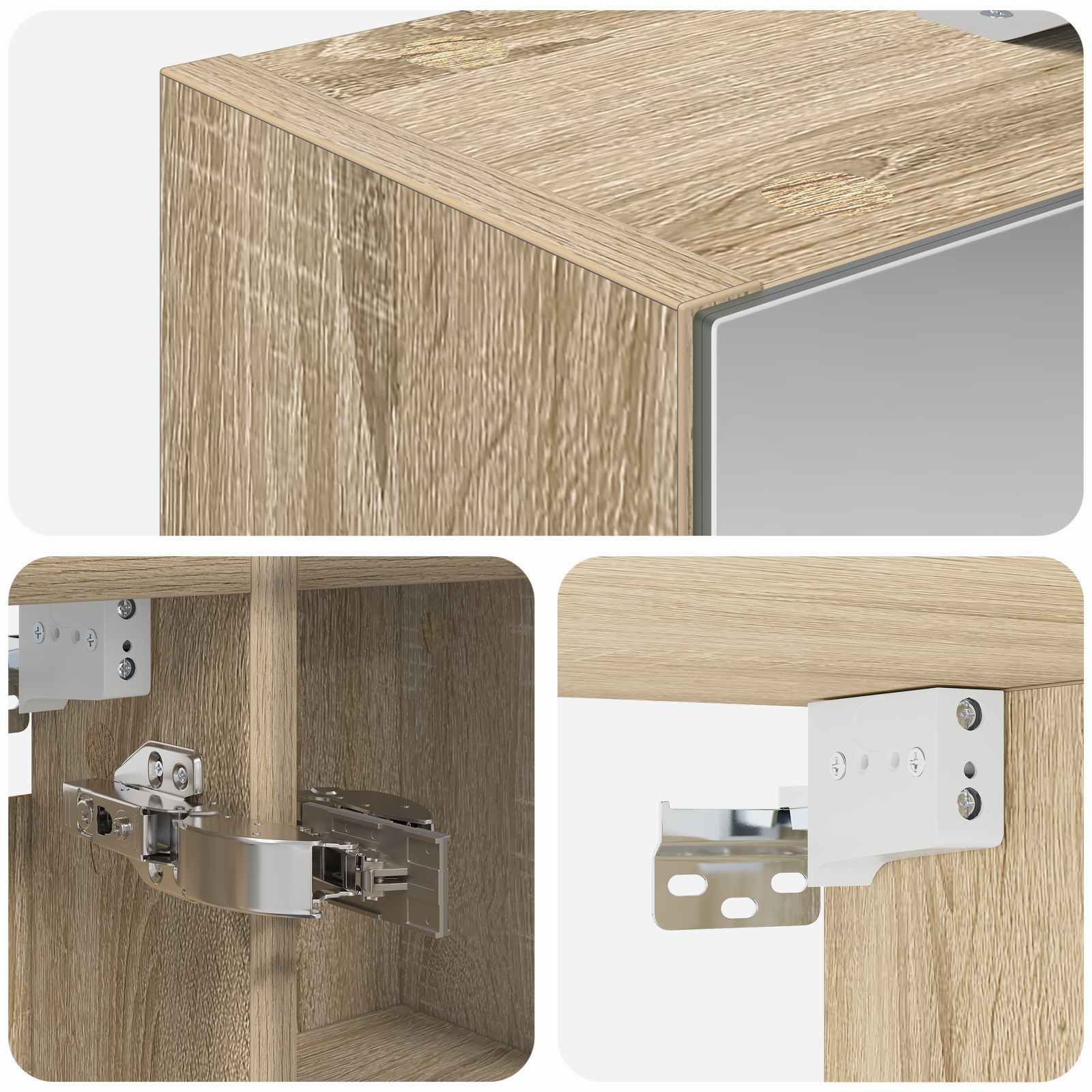 Badezimmerspiegelschrank mit Tür Sonoma-Eiche 60 x 14,5 x 70 cm