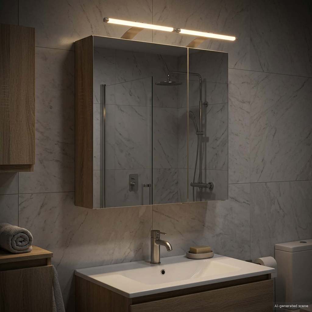 Badezimmerspiegelschrank mit Tür Sonoma-Eiche 60 x 14,5 x 70 cm