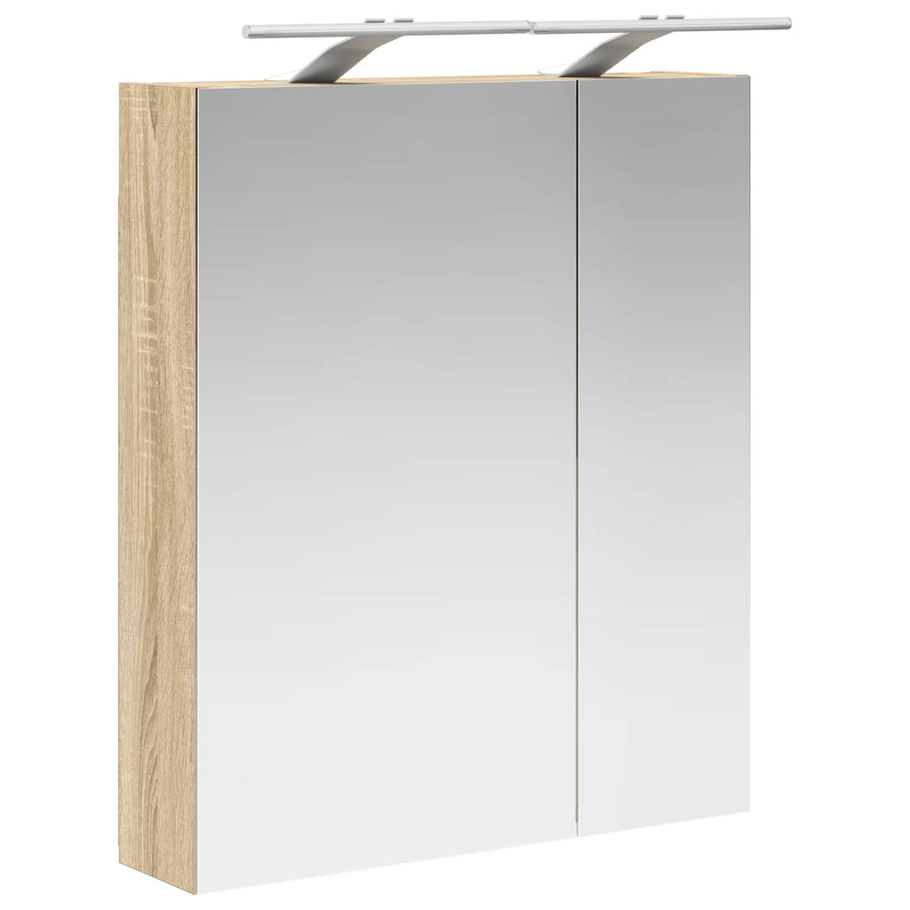 Badezimmerspiegelschrank mit Tür Sonoma-Eiche 60 x 14,5 x 70 cm
