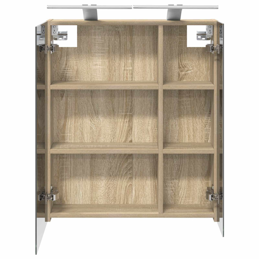 Badezimmerspiegelschrank mit Tür Sonoma-Eiche 60 x 14,5 x 70 cm