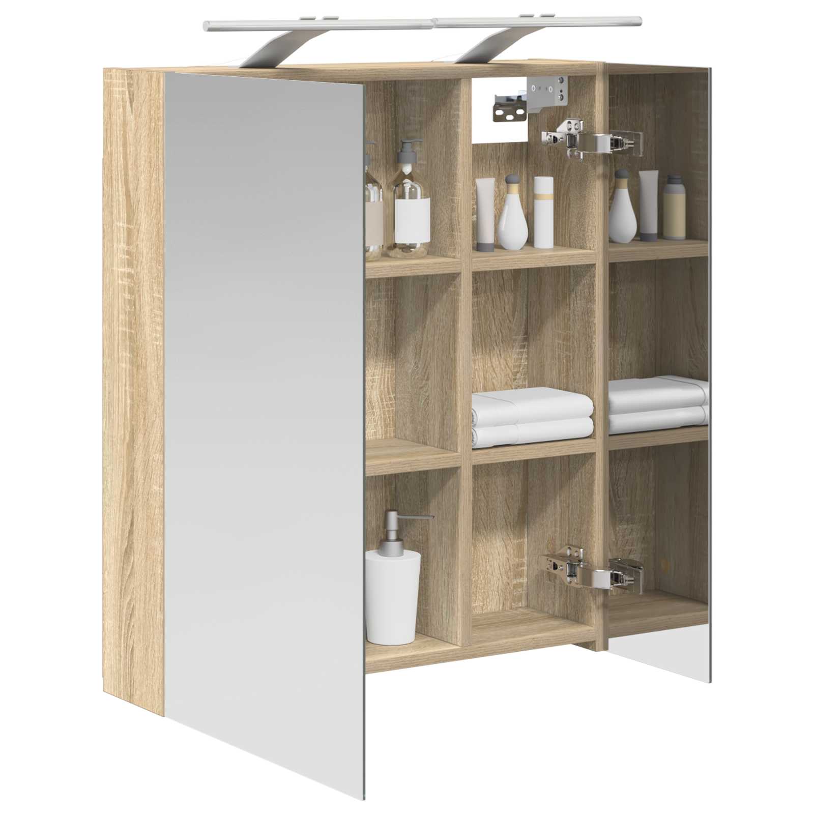 Badezimmerspiegelschrank mit Tür Sonoma-Eiche 60 x 14,5 x 70 cm