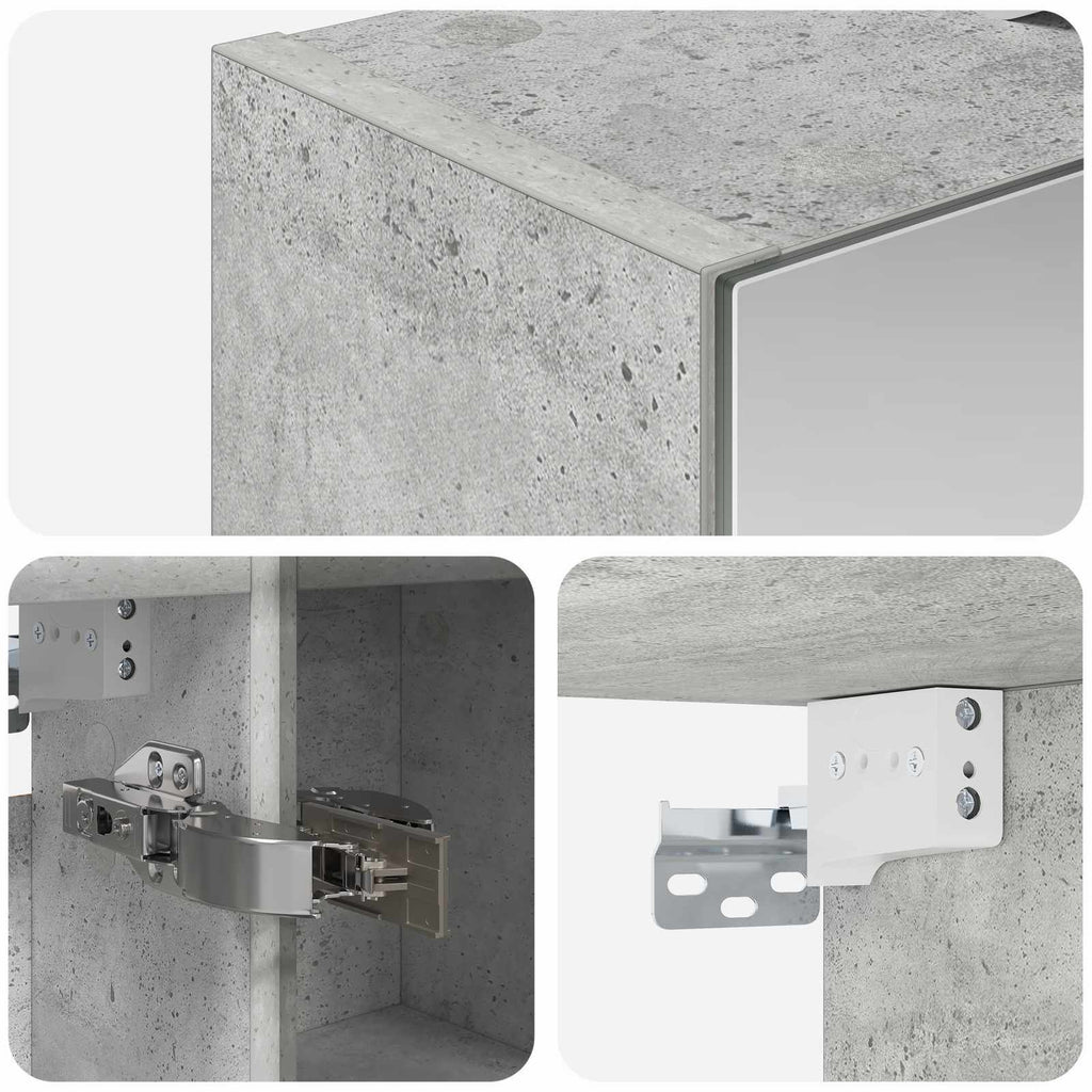 Badezimmerspiegelschrank mit Regal Beton Grau 60 x 14,5 x 70 cm