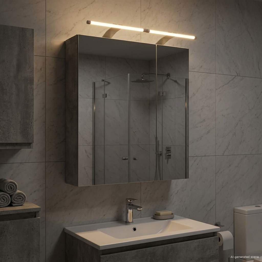 Badezimmerspiegelschrank mit Regal Beton Grau 60 x 14,5 x 70 cm