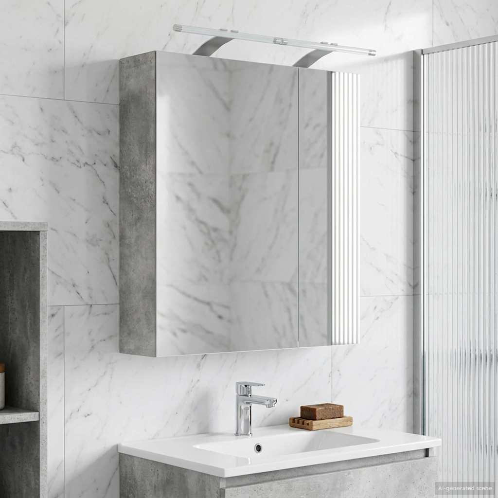 Badezimmerspiegelschrank mit Regal Beton Grau 60 x 14,5 x 70 cm