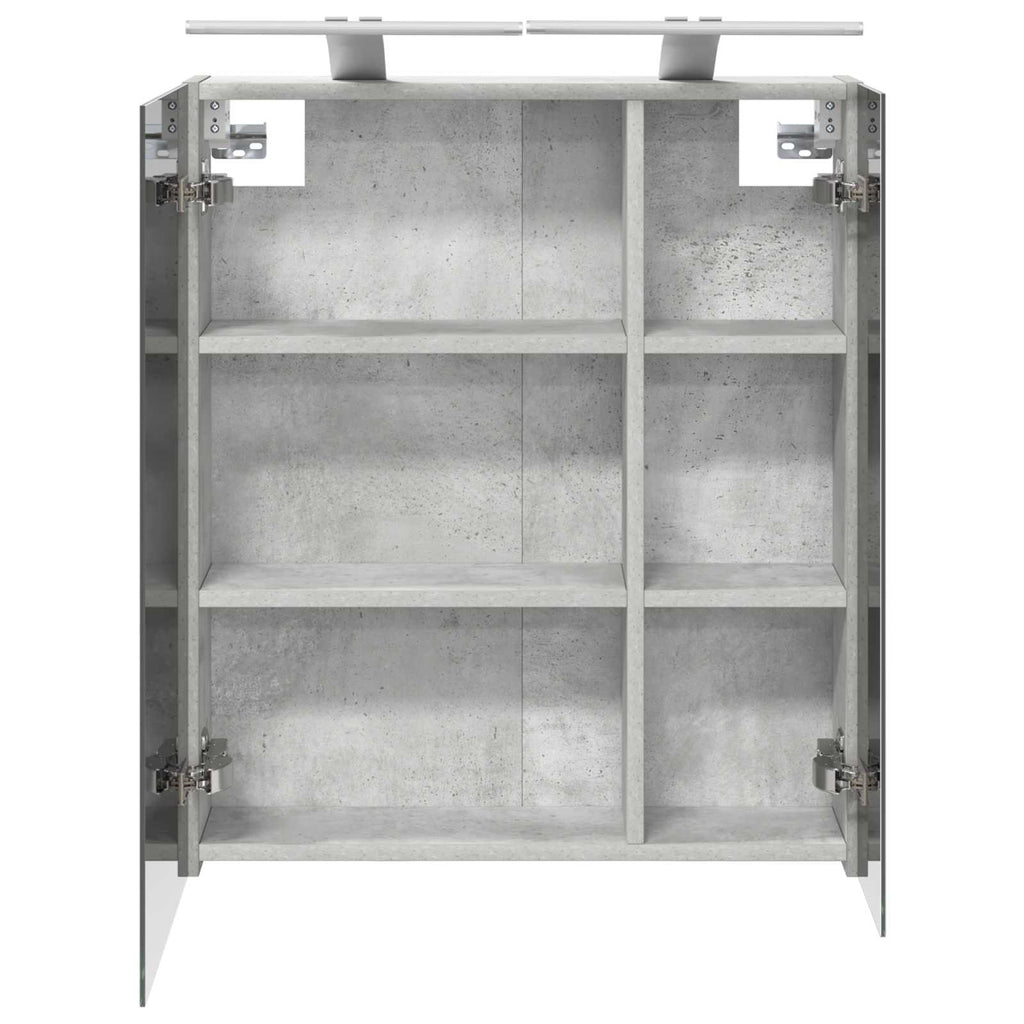 Badezimmerspiegelschrank mit Regal Beton Grau 60 x 14,5 x 70 cm