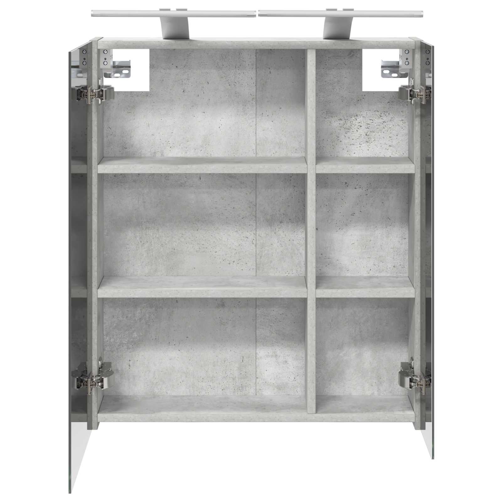 Badezimmerspiegelschrank mit Regal Beton Grau 60 x 14,5 x 70 cm