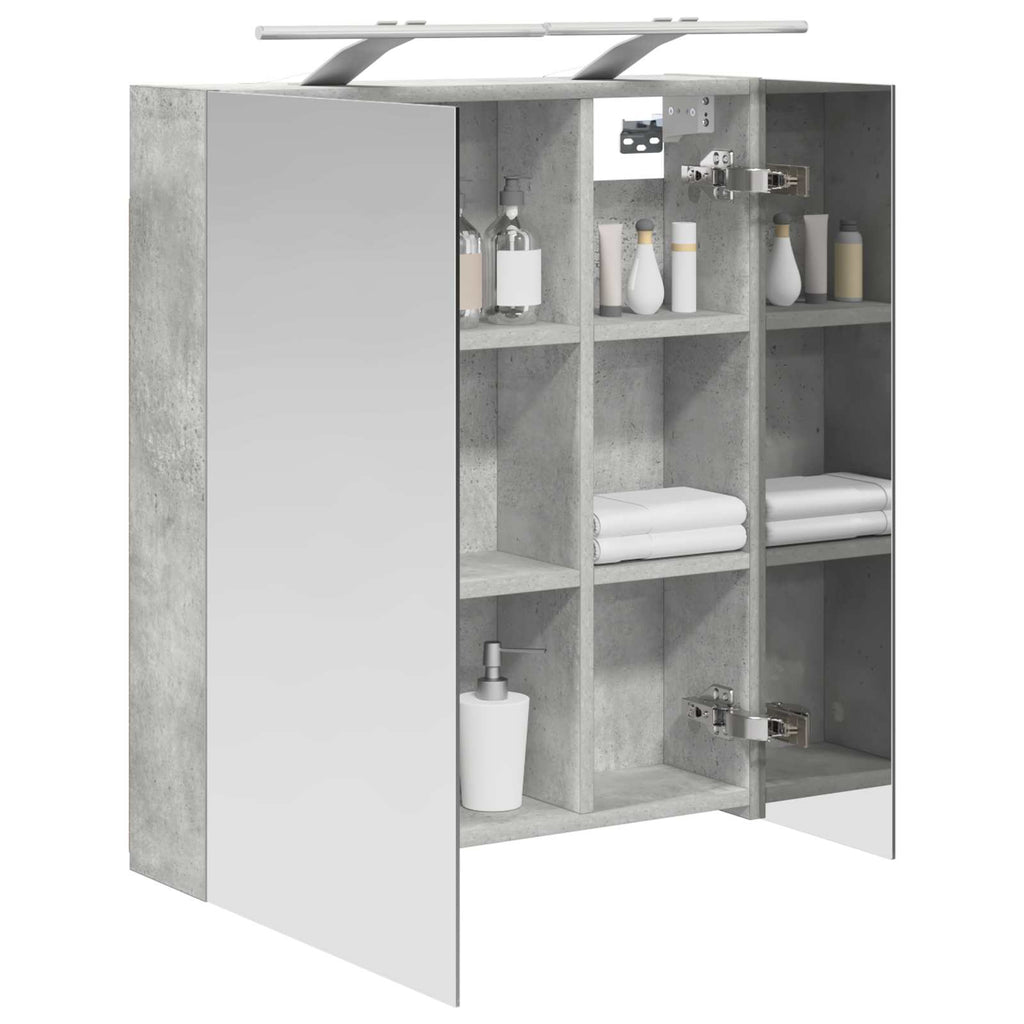Badezimmerspiegelschrank mit Regal Beton Grau 60 x 14,5 x 70 cm