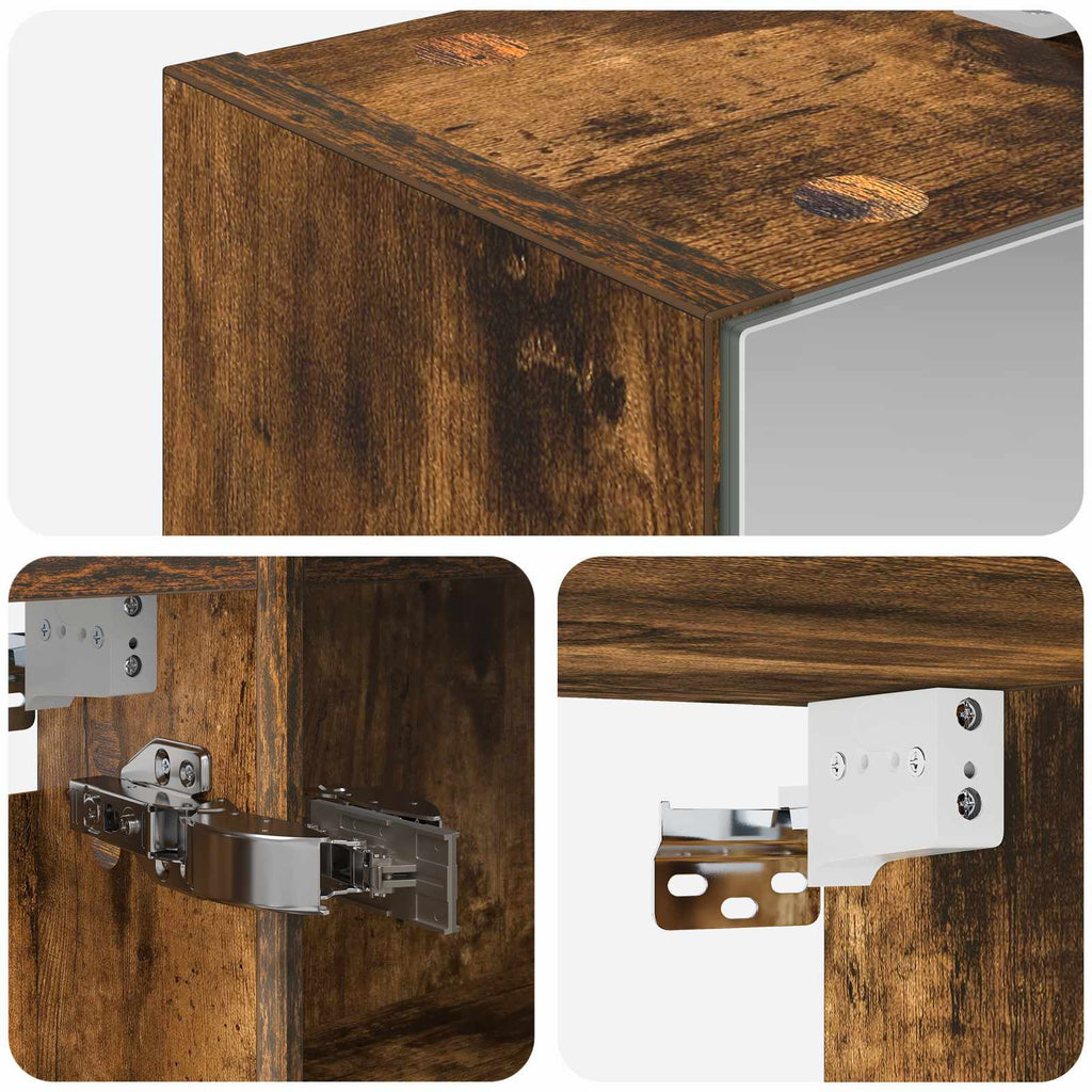 Badezimmerspiegelschrank Geräucherte Eiche 60 x 14,5 x 70 cm