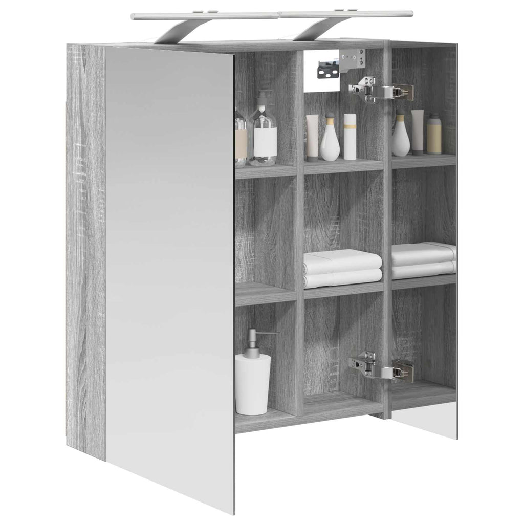 Badezimmerspiegelschrank Graues Sonoma 60 x 14,5 x 70 cm