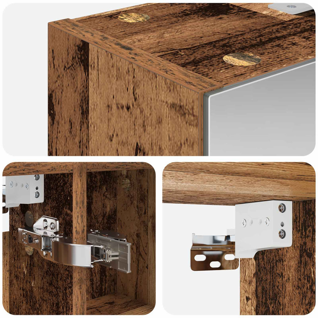 Badezimmerspiegelschrank mit Regal Altholz 60 x 14,5 x 70 cm