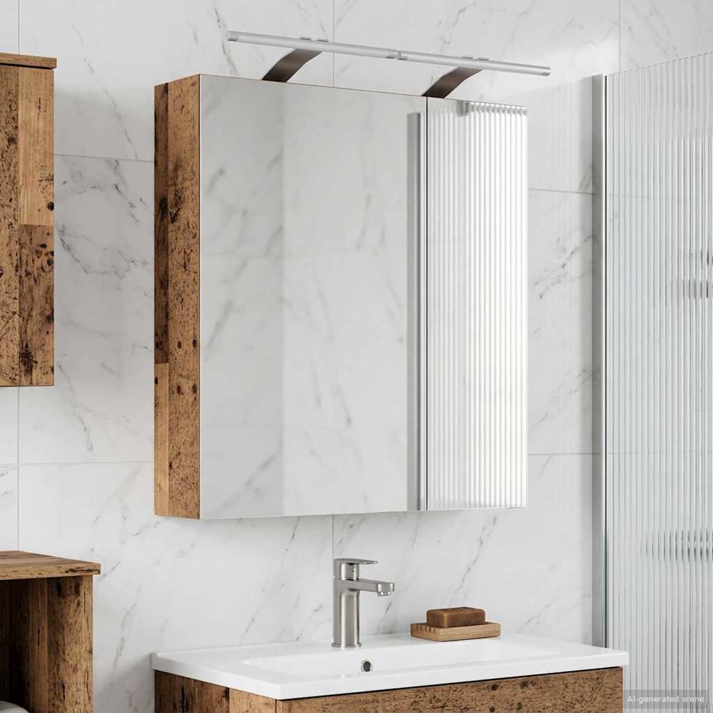Badezimmerspiegelschrank mit Regal Altholz 60 x 14,5 x 70 cm