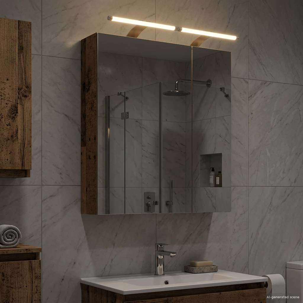 Badezimmerspiegelschrank mit Regal Altholz 60 x 14,5 x 70 cm