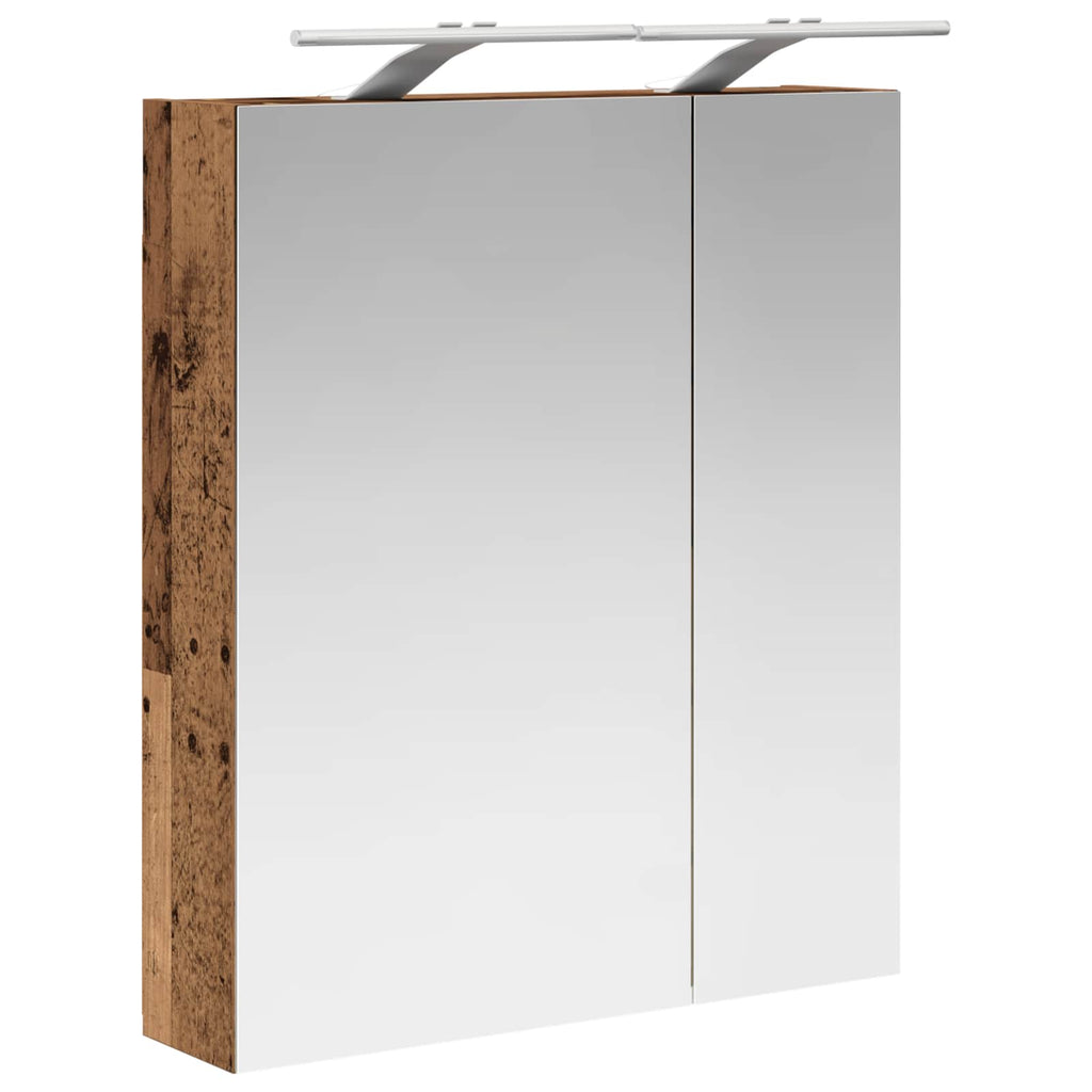 Badezimmerspiegelschrank mit Regal Altholz 60 x 14,5 x 70 cm