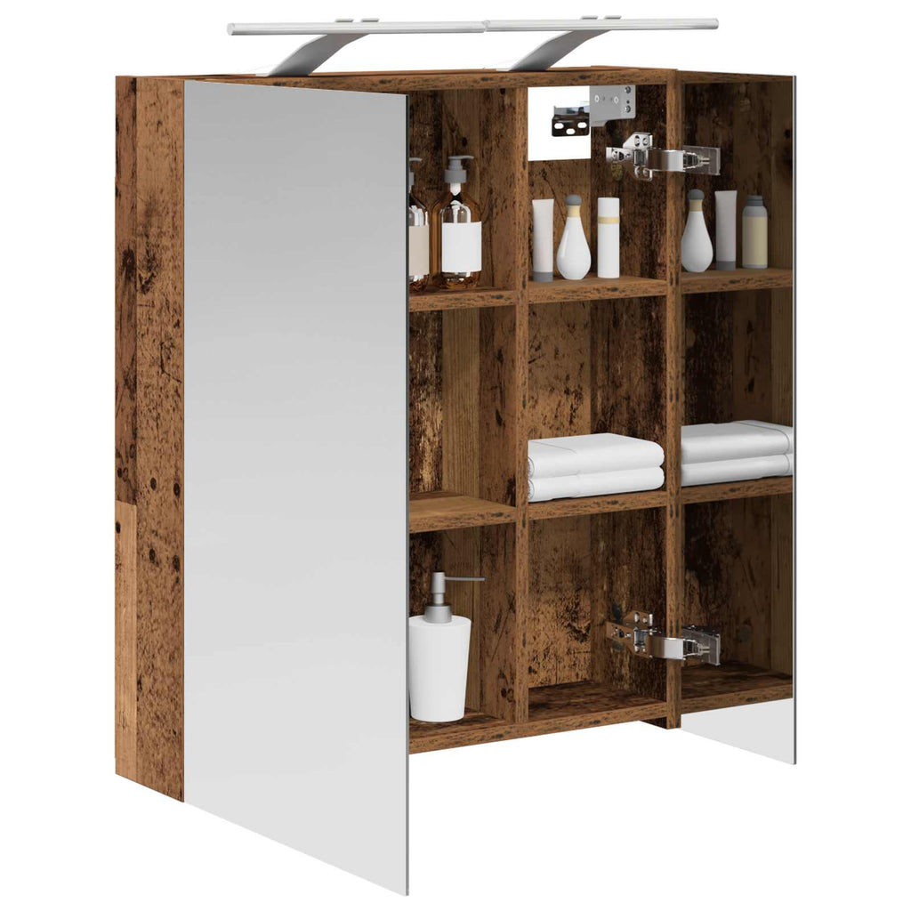 Badezimmerspiegelschrank mit Regal Altholz 60 x 14,5 x 70 cm