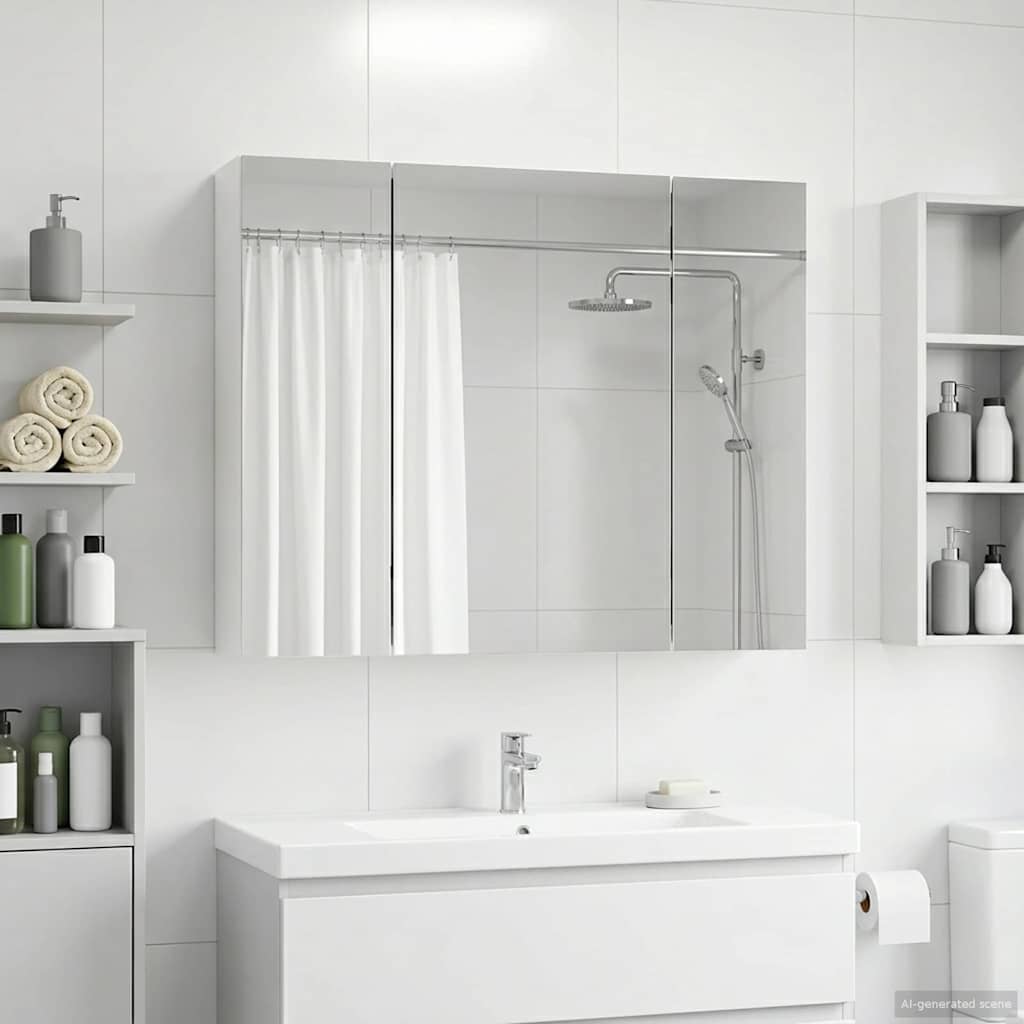 Badezimmerspiegelschrank Weiß 60 x 14,5 x 50 cm Holzwerkstoff