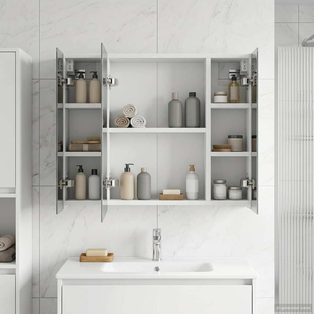 Badezimmerspiegelschrank Weiß 60 x 14,5 x 50 cm Holzwerkstoff