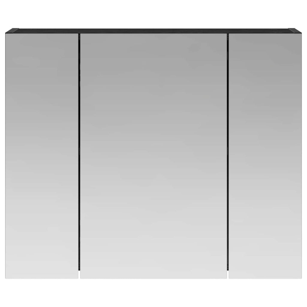 Badezimmerspiegelschrank Schwarz Eichen-Optik 60 x 14,5 x 50 cm