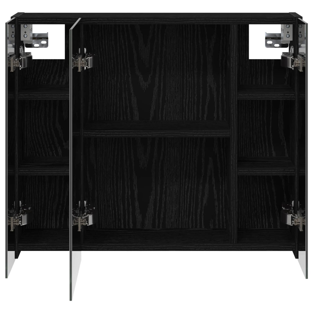 Badezimmerspiegelschrank Schwarz Eichen-Optik 60 x 14,5 x 50 cm