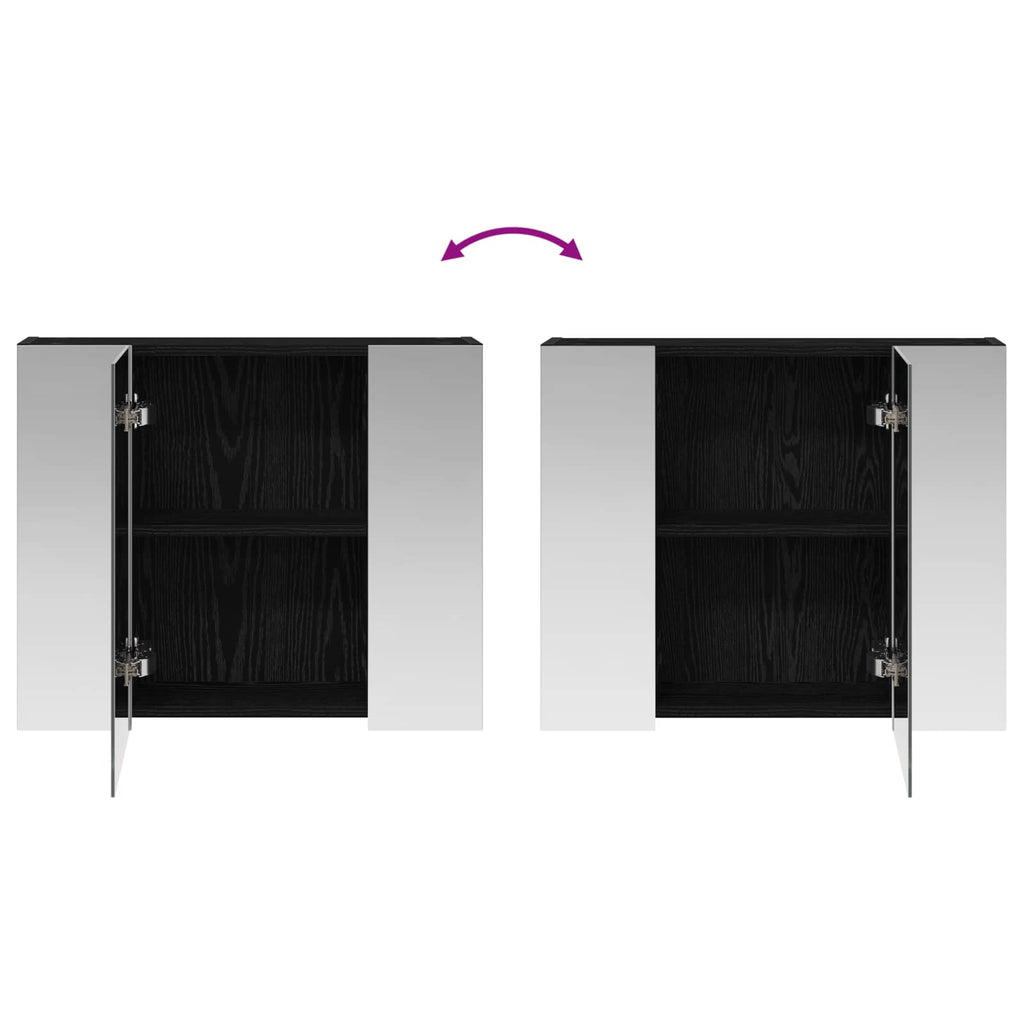 Badezimmerspiegelschrank Schwarz Eichen-Optik 60 x 14,5 x 50 cm