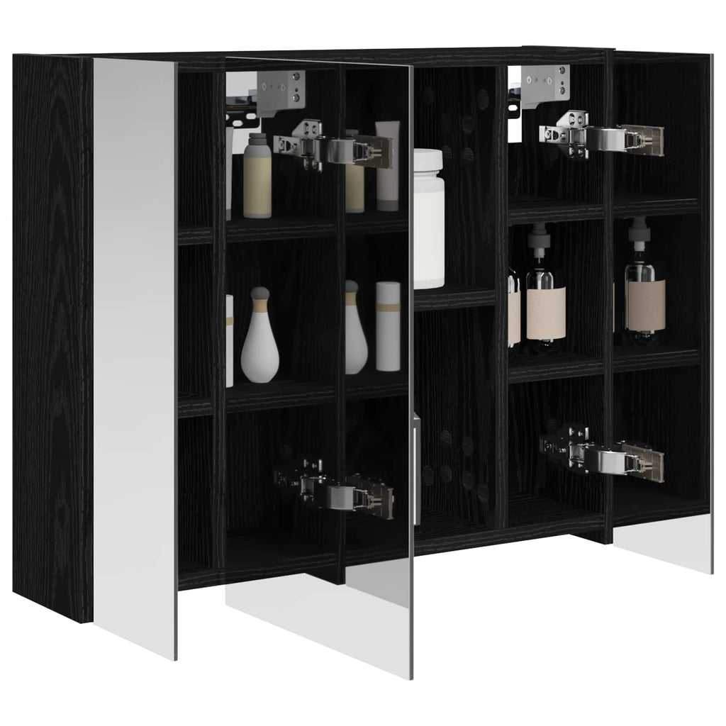 Badezimmerspiegelschrank Schwarz Eichen-Optik 60 x 14,5 x 50 cm