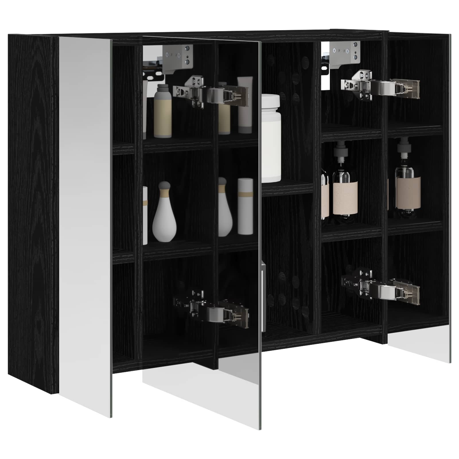 Badezimmerspiegelschrank Schwarz Eichen-Optik 60 x 14,5 x 50 cm