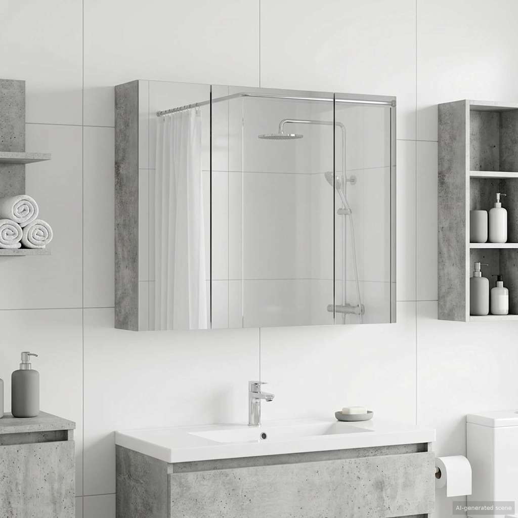 Badezimmerspiegelschrank Beton Grau 60 x 14,5 x 50 cm