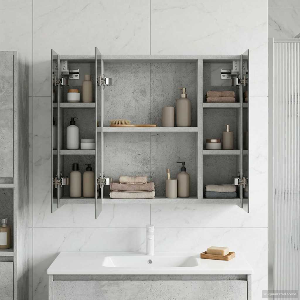 Badezimmerspiegelschrank Beton Grau 60 x 14,5 x 50 cm