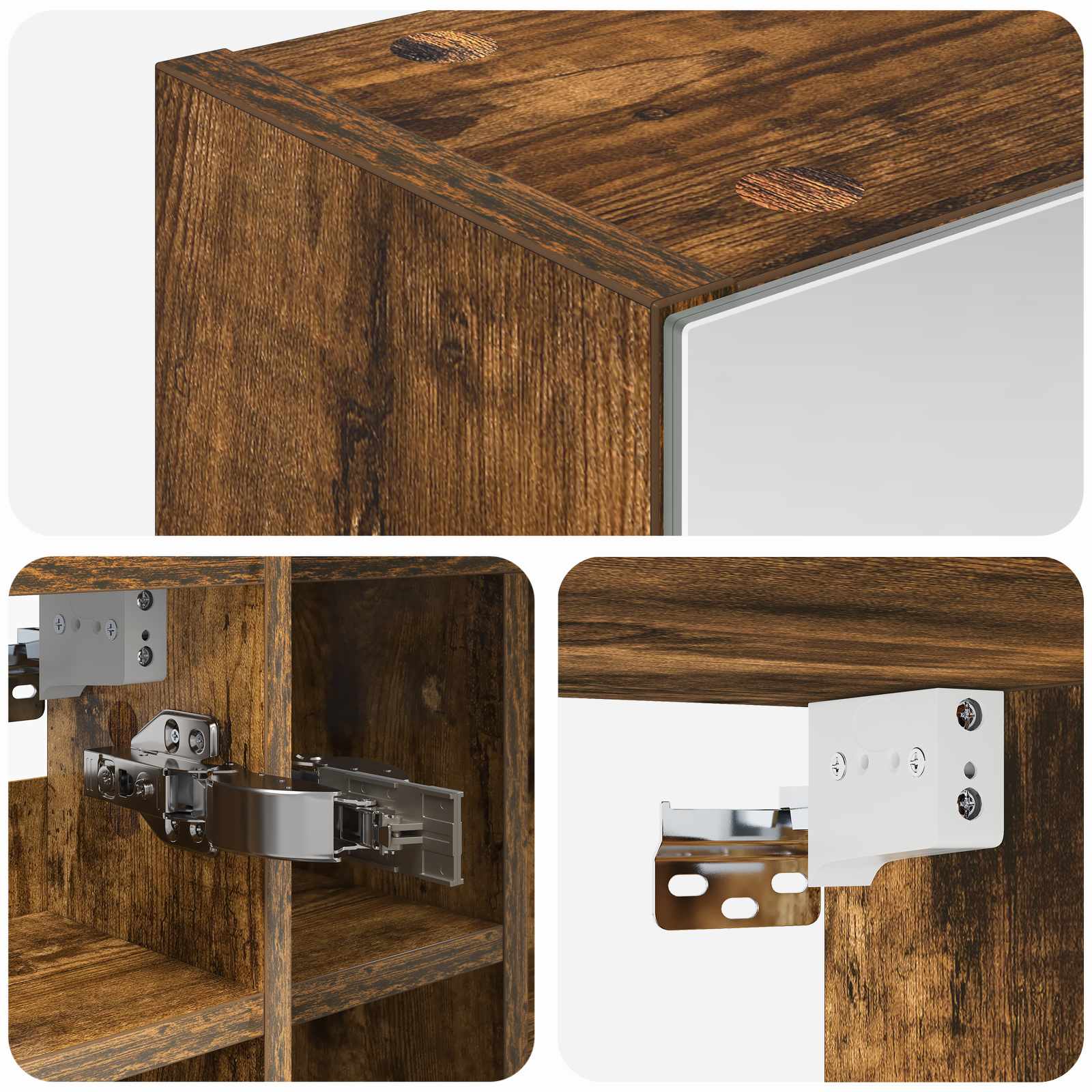 Badezimmerspiegelschrank Geräucherte Eiche 60 x 14,5 x 50 cm