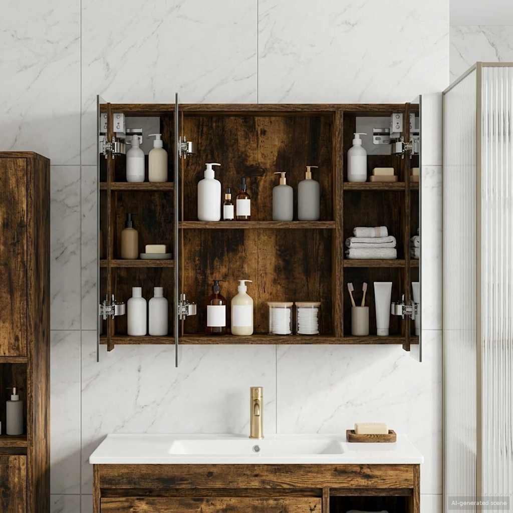 Badezimmerspiegelschrank Geräucherte Eiche 60 x 14,5 x 50 cm