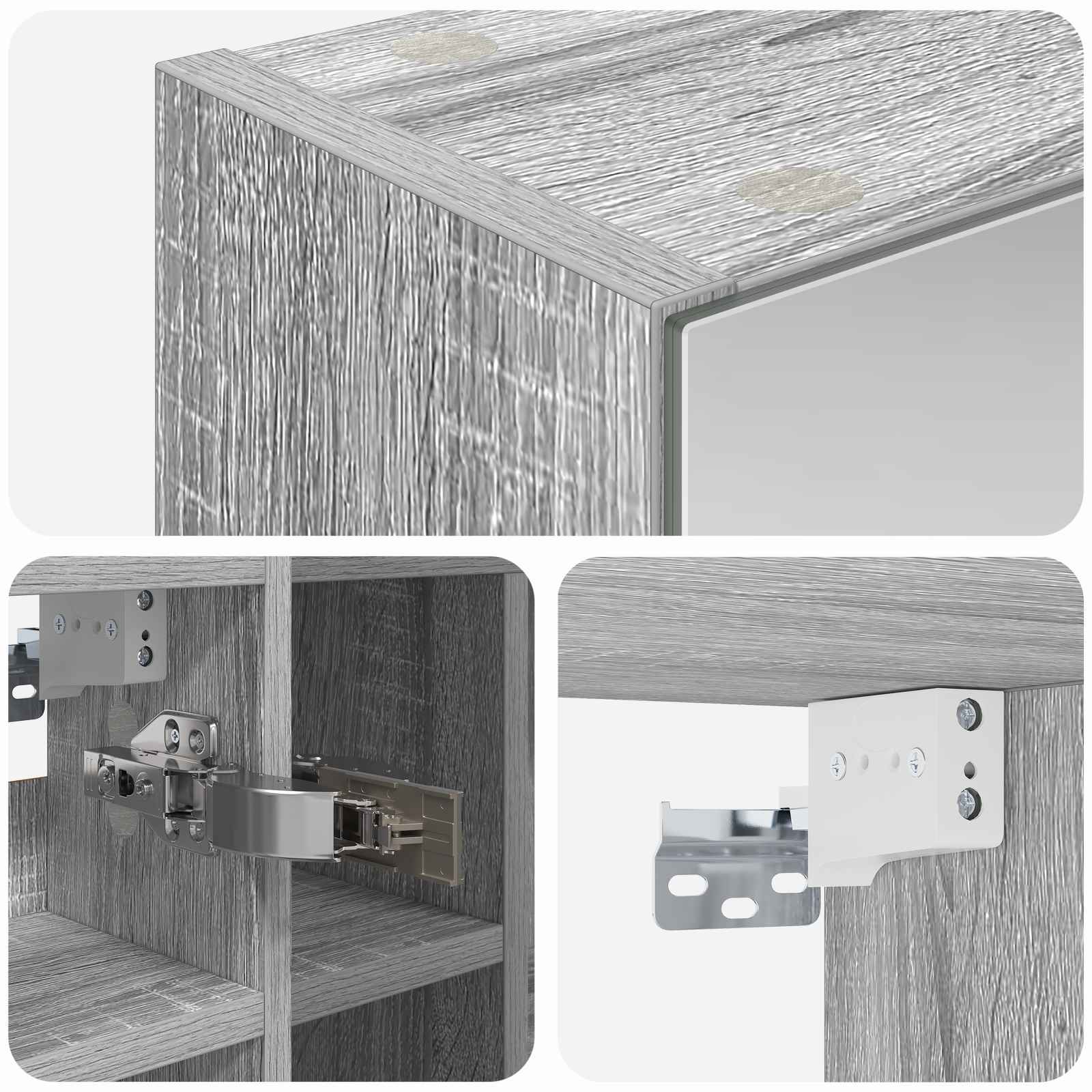 Badezimmerspiegelschrank Graues Sonoma 60 x 14,5 x 50 cm