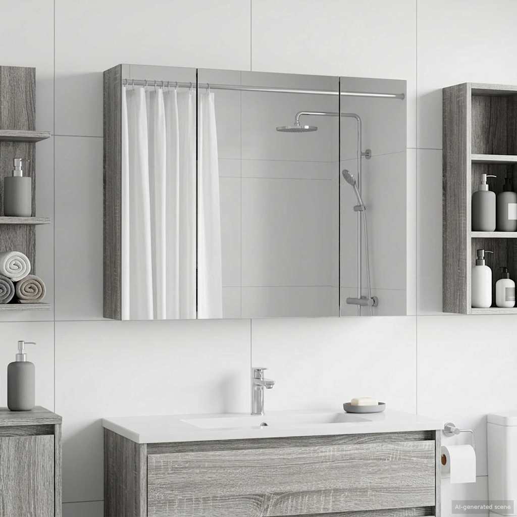 Badezimmerspiegelschrank Graues Sonoma 60 x 14,5 x 50 cm