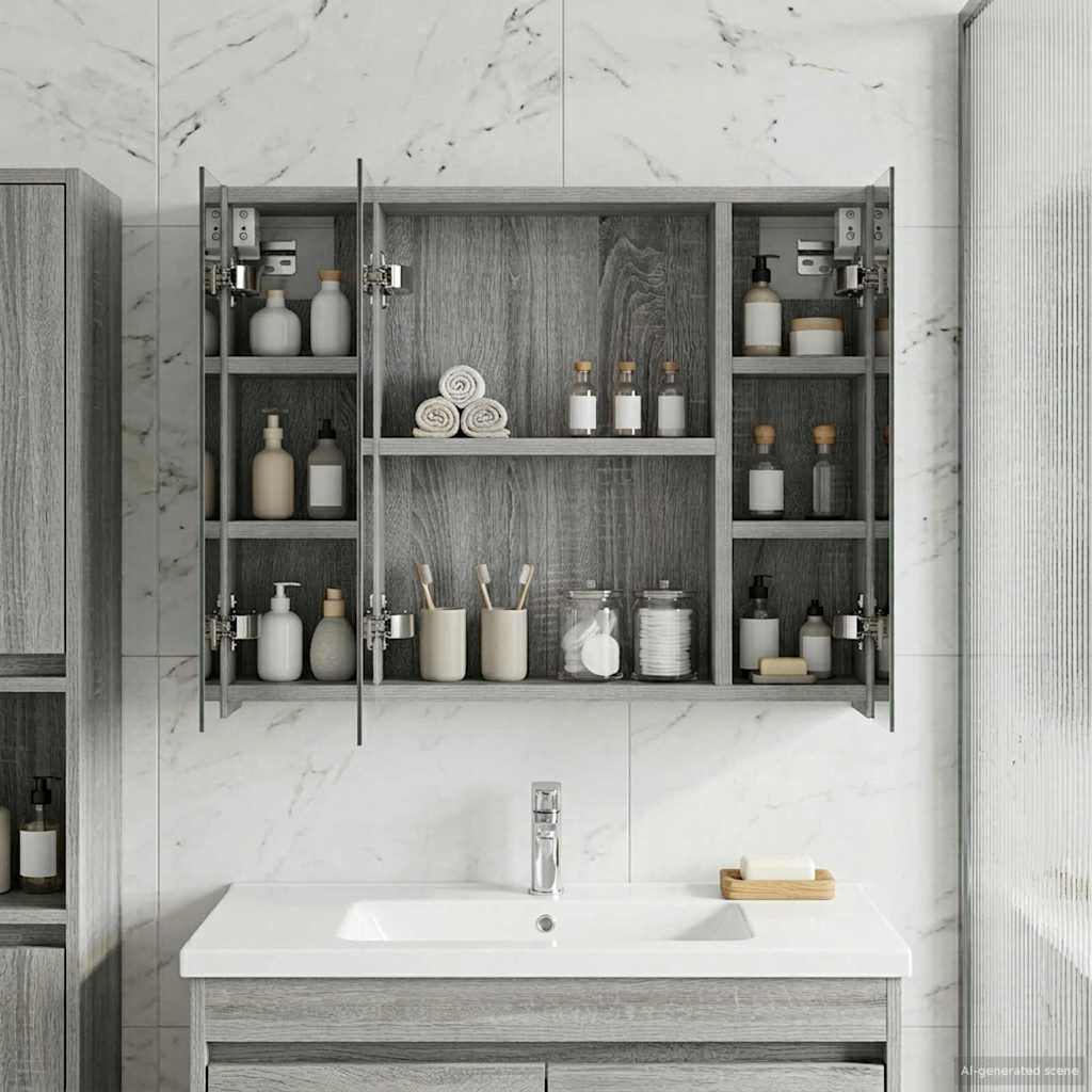 Badezimmerspiegelschrank Graues Sonoma 60 x 14,5 x 50 cm