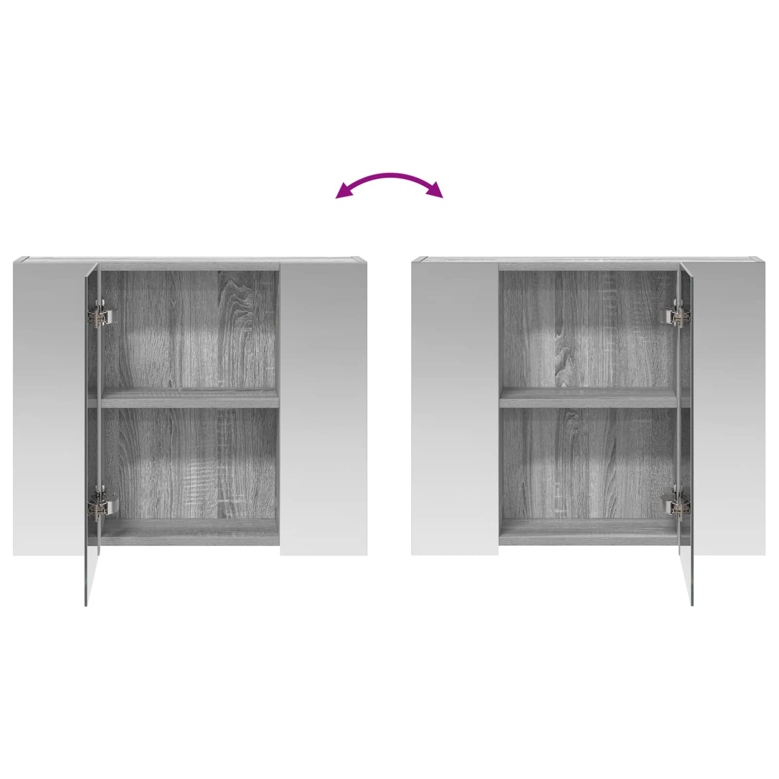 Badezimmerspiegelschrank Graues Sonoma 60 x 14,5 x 50 cm